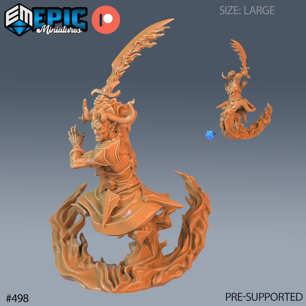 Efreeti Set of 3 DND Minis | Inferno Island Collection | TTRPG | Nautical Pirate Sea Ocean Chult Coast Firefinger Caribbean Netherdeep Option #498 front DND miniature  16k resin