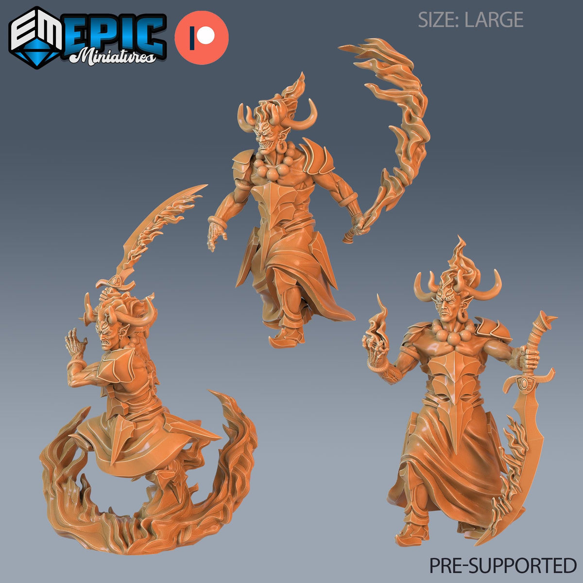 Efreeti Set of 3 DND Minis | Inferno Island Collection | TTRPG | Nautical Pirate Sea Ocean Chult Coast Firefinger Caribbean Netherdeep DND miniatures group photo