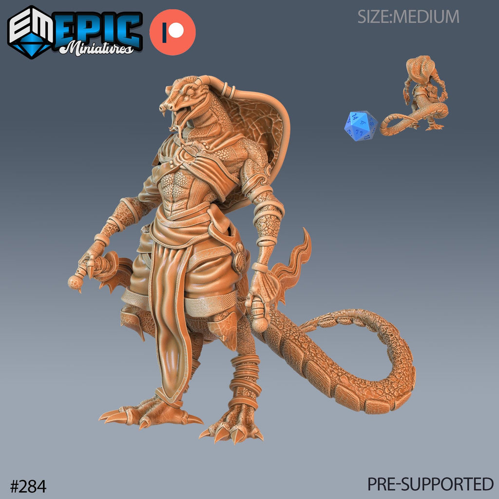 Serpentfolk Warrior Set of 3 DND Minis | Ruins of Madness Collection | TTRPG | Eldritch Lovecraft Underdark Phandelver Waterdeep Mad Mage Option #284 front DND miniature  16k resin
