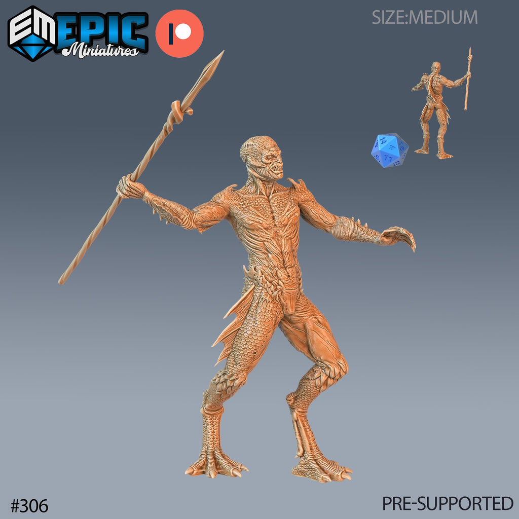 Deep One Male Set of 3 DND Minis | Ruins of Madness Collection | TTRPG | Eldritch Lovecraft Underdark Phandelver Waterdeep Mad Mage Icewind Option #306 front DND miniature  16k resin