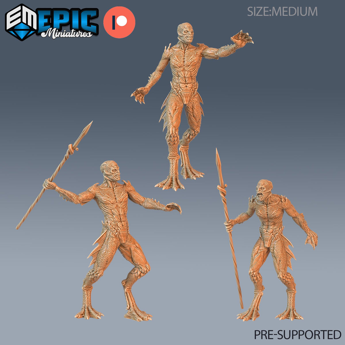 Deep One Male Set of 3 DND Minis | Ruins of Madness Collection | TTRPG | Eldritch Lovecraft Underdark Phandelver Waterdeep Mad Mage Icewind DND miniatures group photo