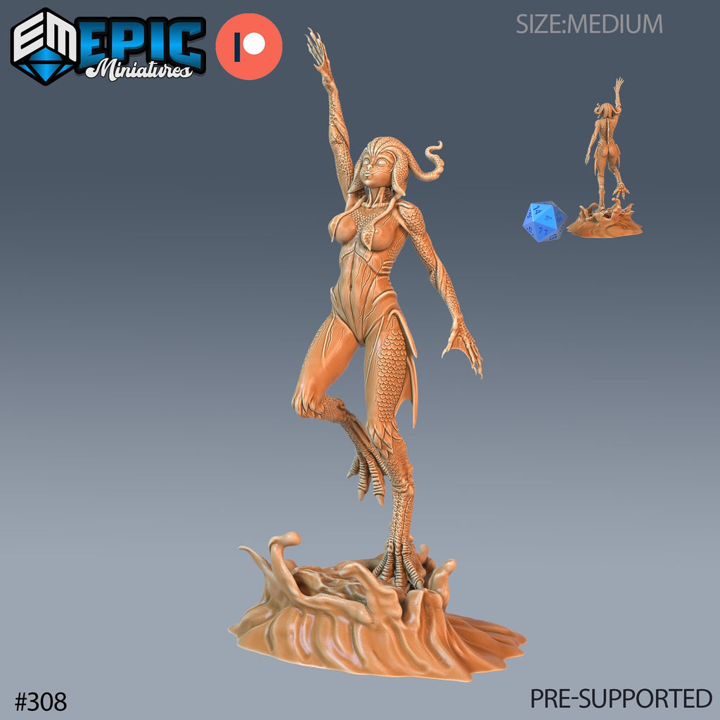 Deep One Female Set of 3 DND Mini | Ruins of Madness Collection | TTRPG | Eldritch Lovecraft Underdark Phandelver Waterdeep Mad Mage Icewind Option #308 front DND miniature  16k resin