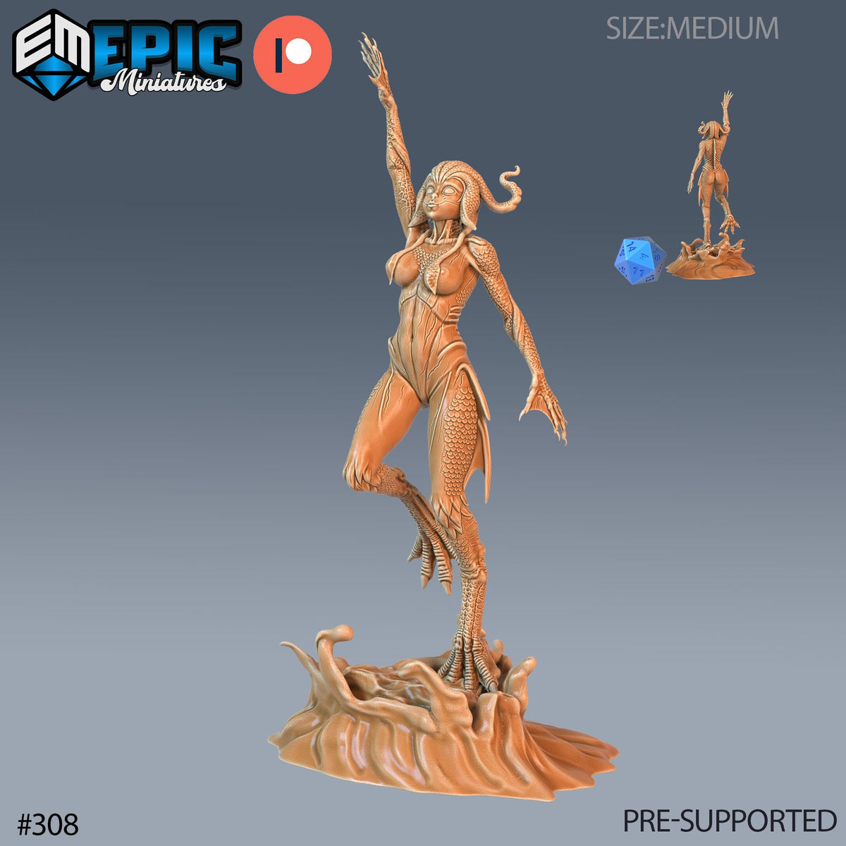 Deep One Female Set of 3 DND Mini | Ruins of Madness Collection | TTRPG | Eldritch Lovecraft Underdark Phandelver Waterdeep Mad Mage Icewind Option #308 front DND miniature  16k resin