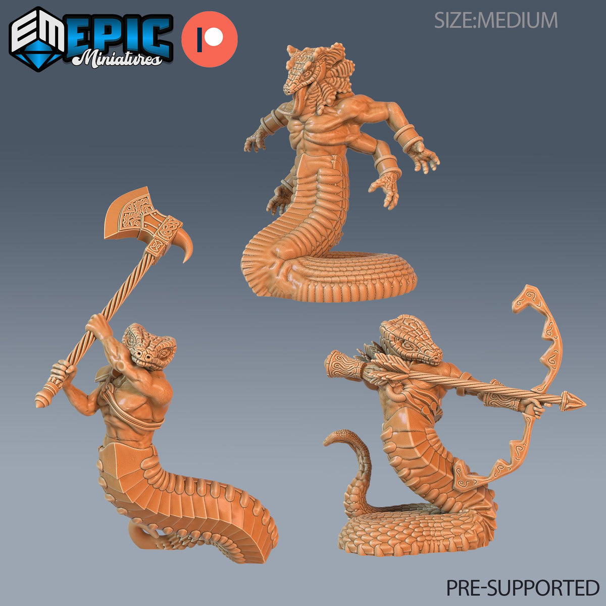 Serpent Guard Set of 3 DND Minis | Serpentia Reborn Collection | TTRPG | Night Serpent Dragon Queen Tiamat Candlekeep Xaryxis Spelljammer DND miniatures group photo