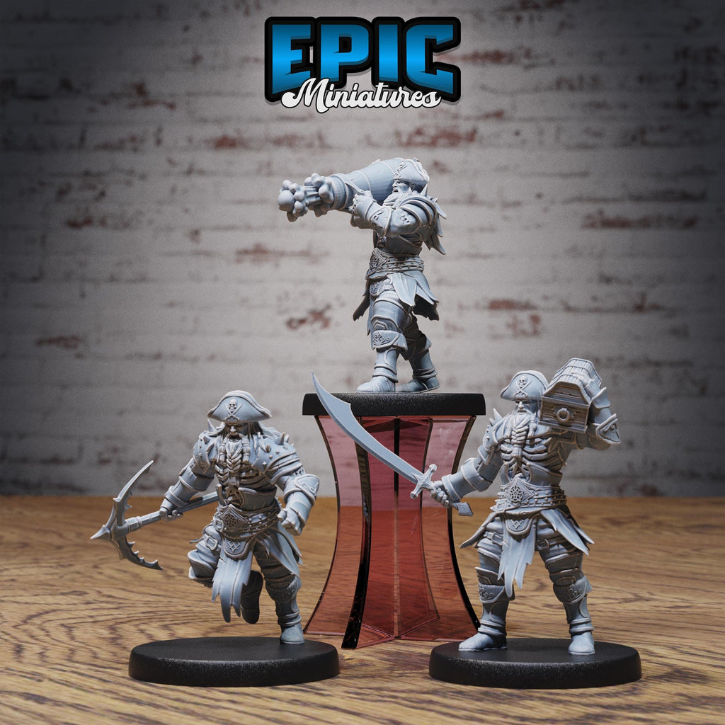 Captain Treasure Set of 3 DND miniatures group photo Pirate Scourge