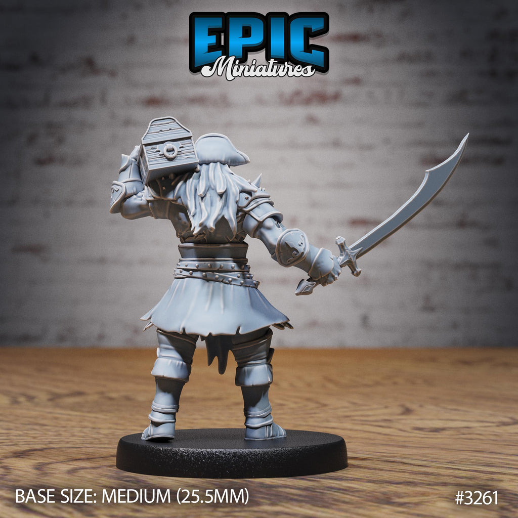Captain Treasure Option #3261 front DND miniature Pirate Scourge 16k resin