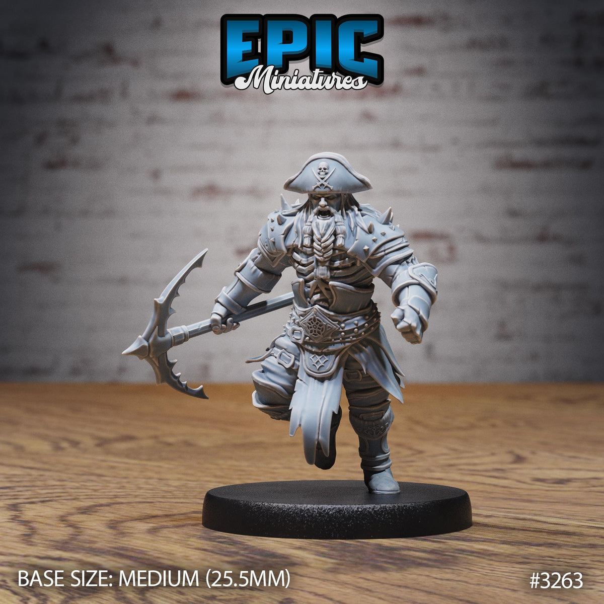 Captain Treasure Option #3263 back DND miniature Pirate Scourge 16k resin