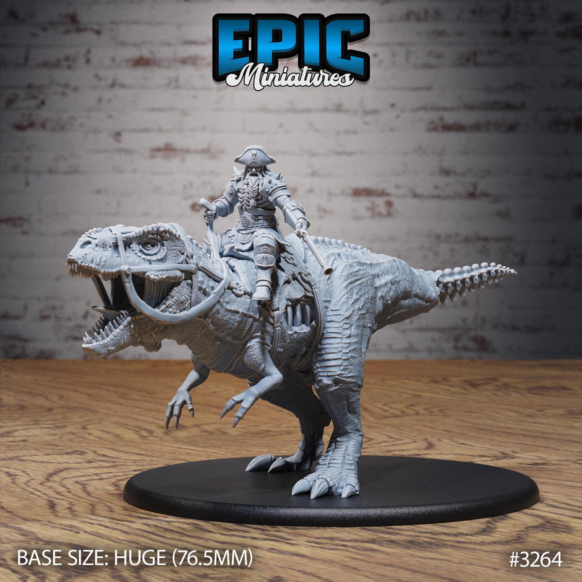 Cursed Captain T-rex Shark Option #3264 front DND miniature Pirate Scourge 16k resin