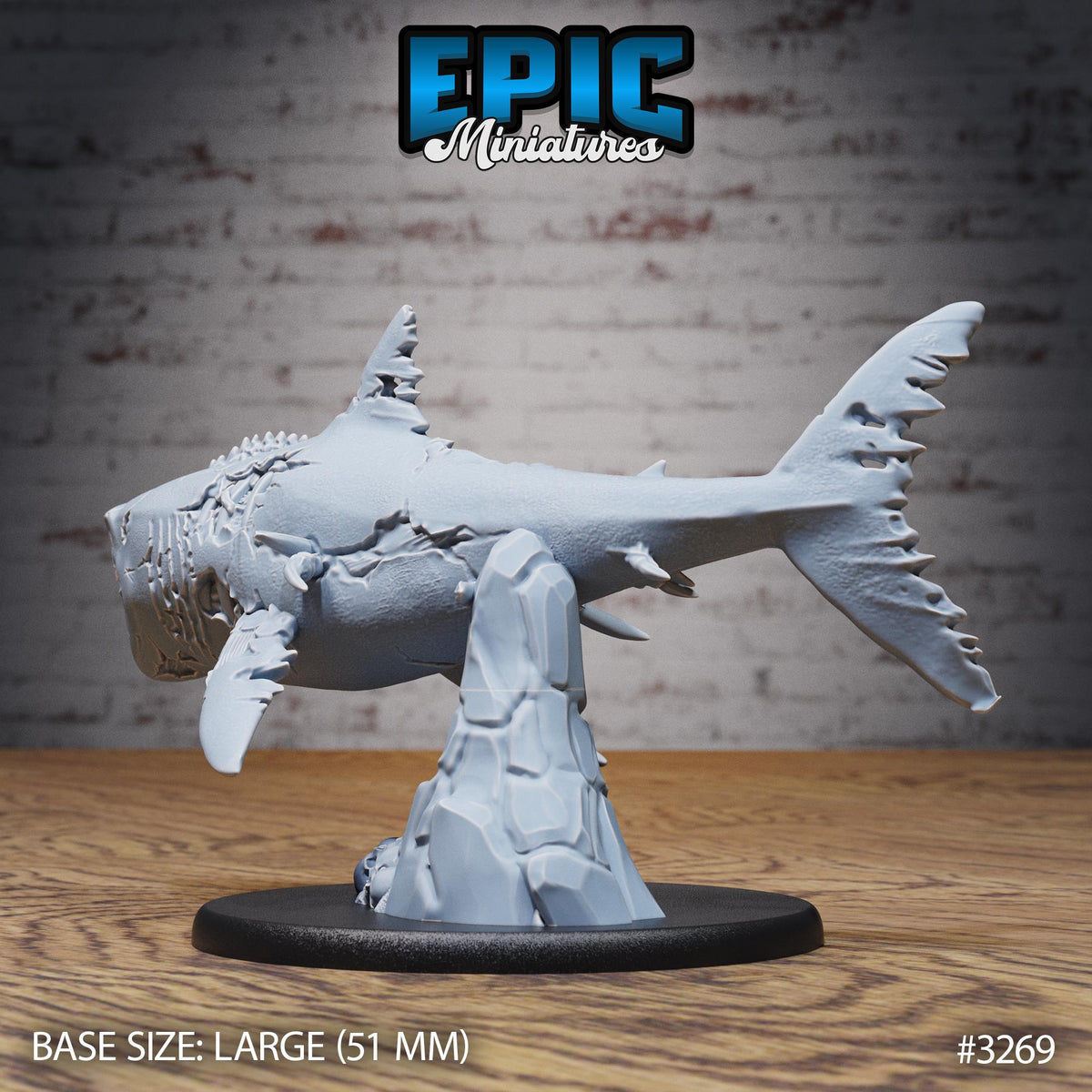 Zombie Shark Option #3269 back DND miniature Pirate Scourge 16k resin