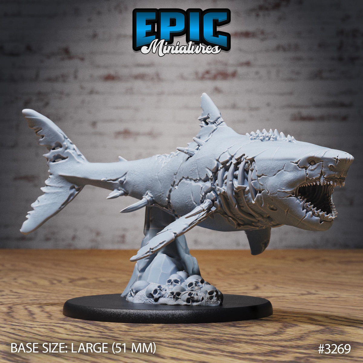 Zombie Shark Option #3269 front DND miniature Pirate Scourge 16k resin