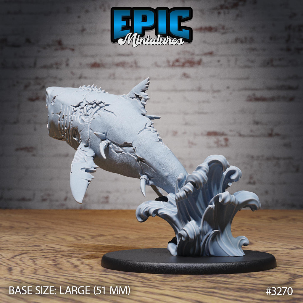Zombie Shark Option #3270 front DND miniature Pirate Scourge 16k resin