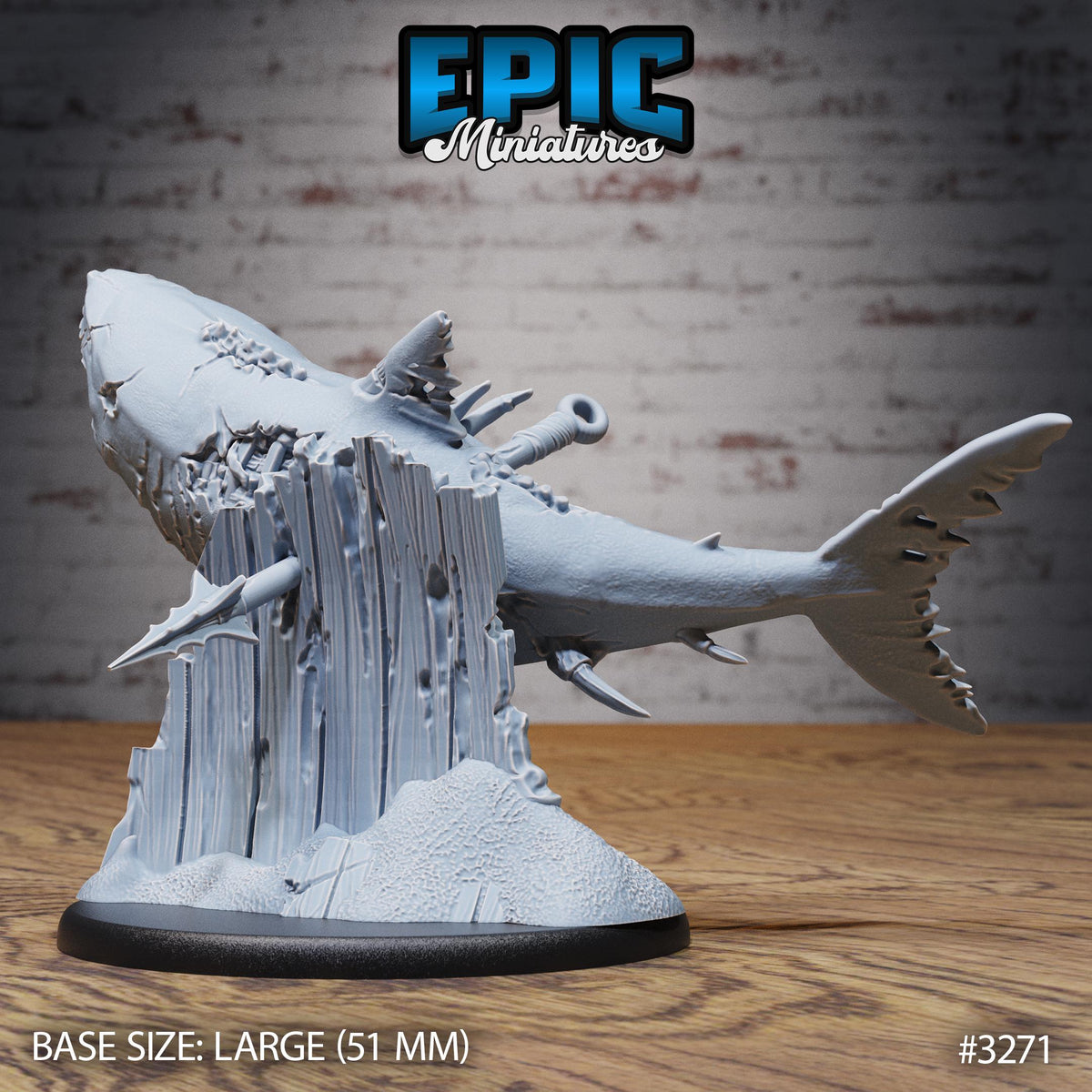 Zombie Shark Option #3271 back DND miniature Pirate Scourge 16k resin