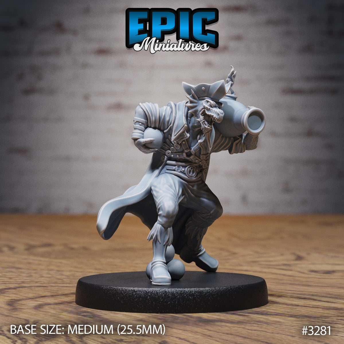 Dragonborn Pirate Option #3281 front DND miniature Pirate Scourge 16k resin