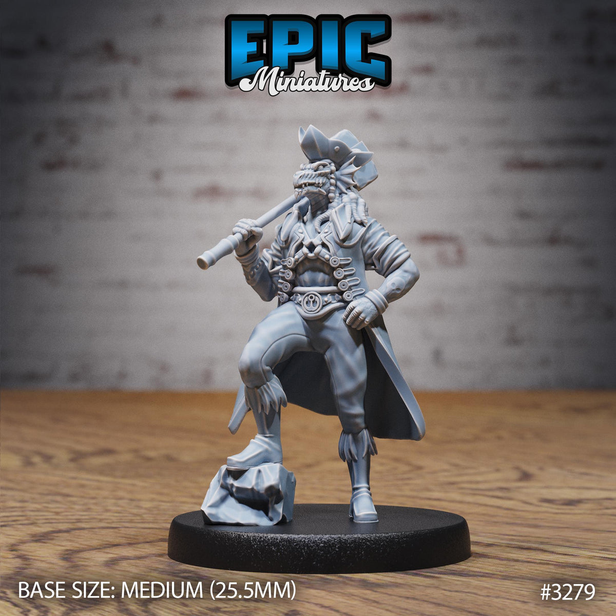Dragonborn Pirate Option #3279 front DND miniature Pirate Scourge 16k resin