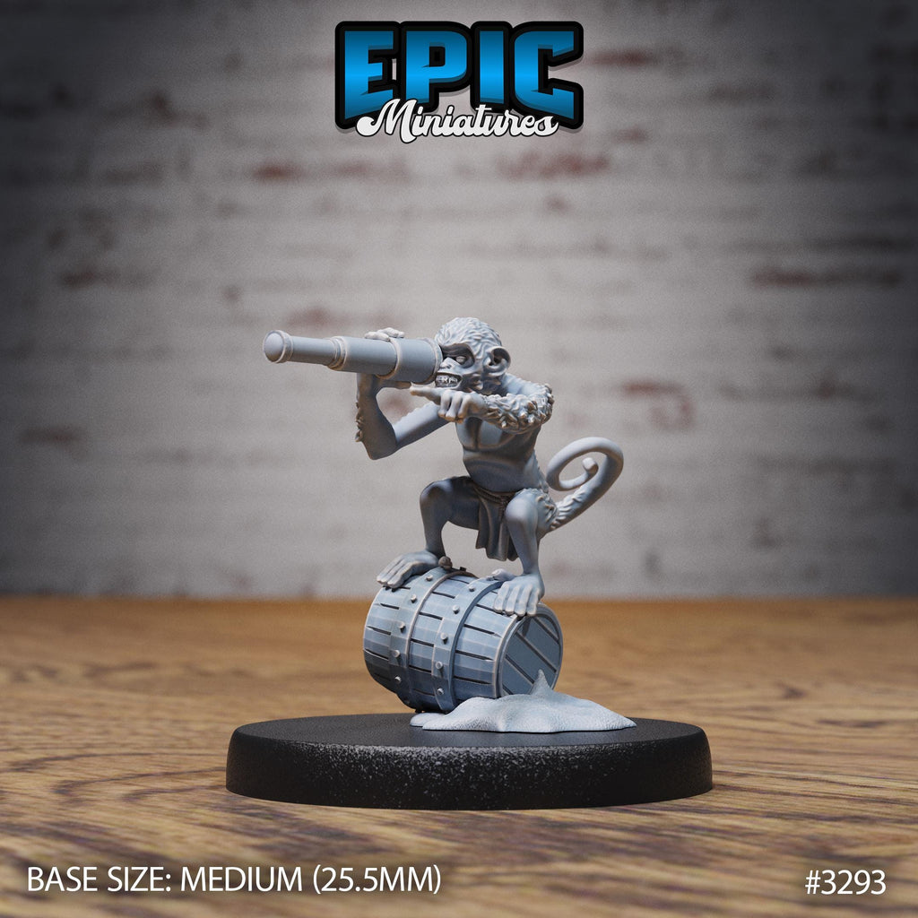 Monkey Cannon Crew Option #3293 front DND miniature Pirate Scourge 16k resin