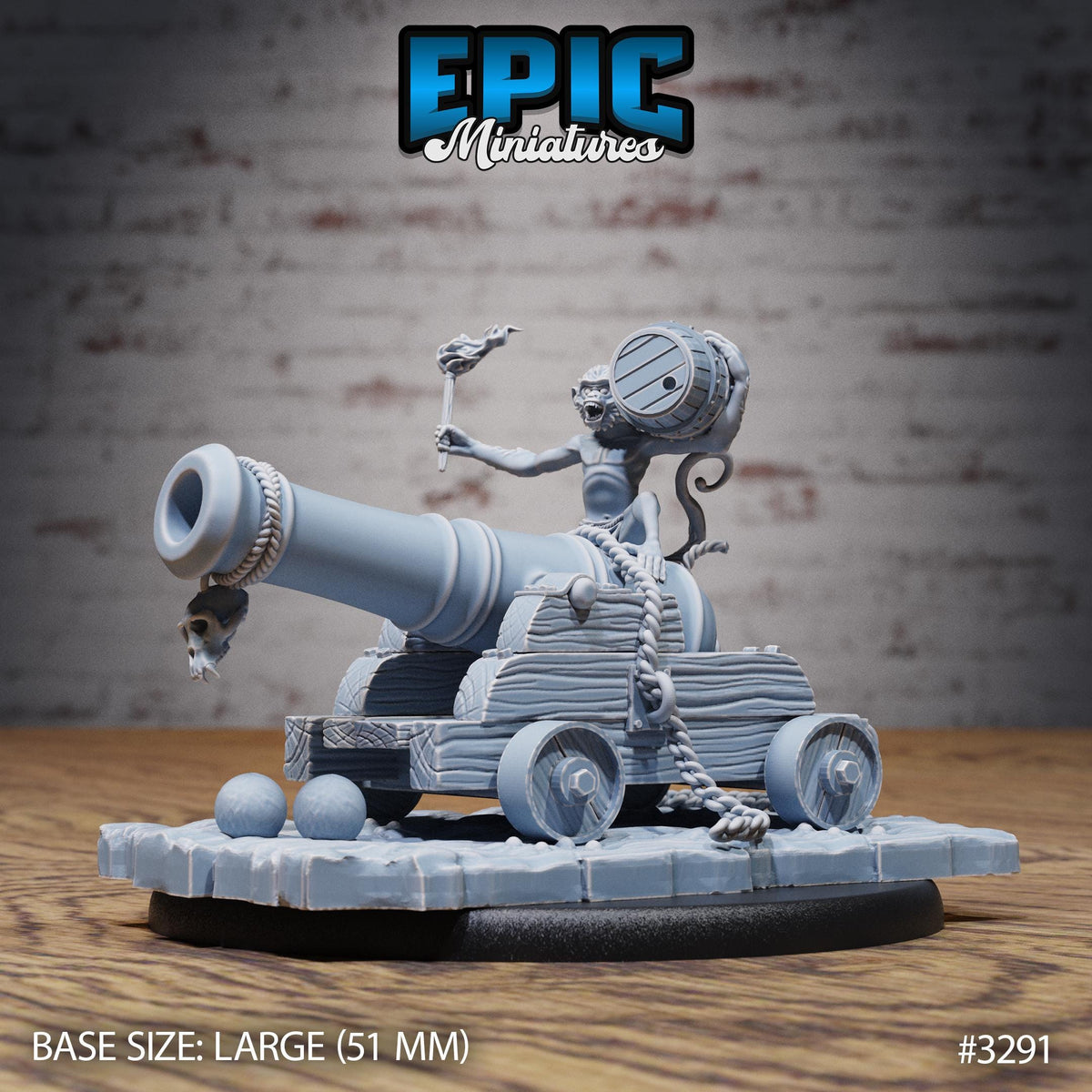 Monkey Cannon Crew Option #3291 front DND miniature Pirate Scourge 16k resin
