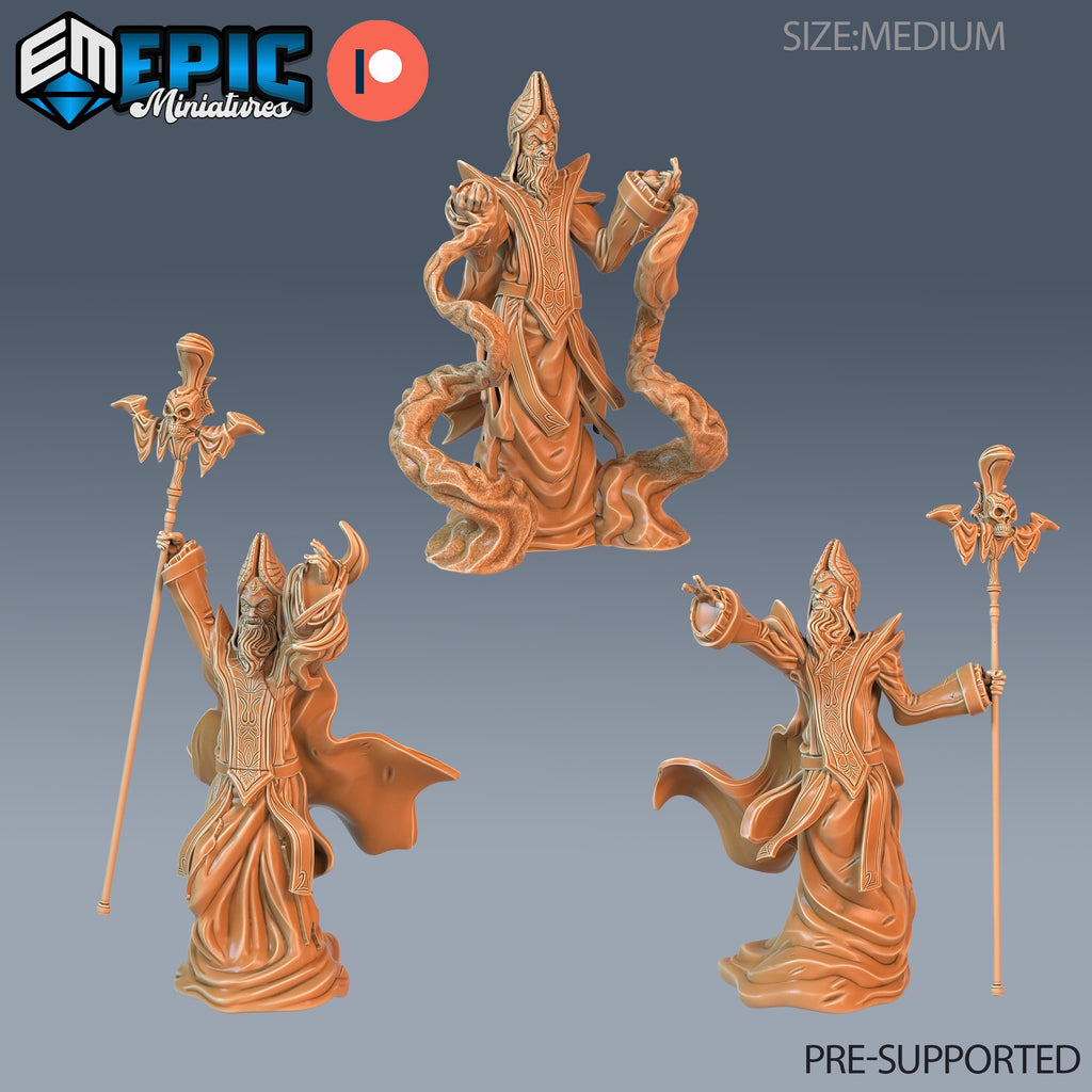 Yellow Bishop Set of 3 DND Mini | Sons of Midnight Collection | TTRPG | Ravenloft Waterdeep Mad Mage Cthulhu Phandelver Annihilation DND miniatures group photo