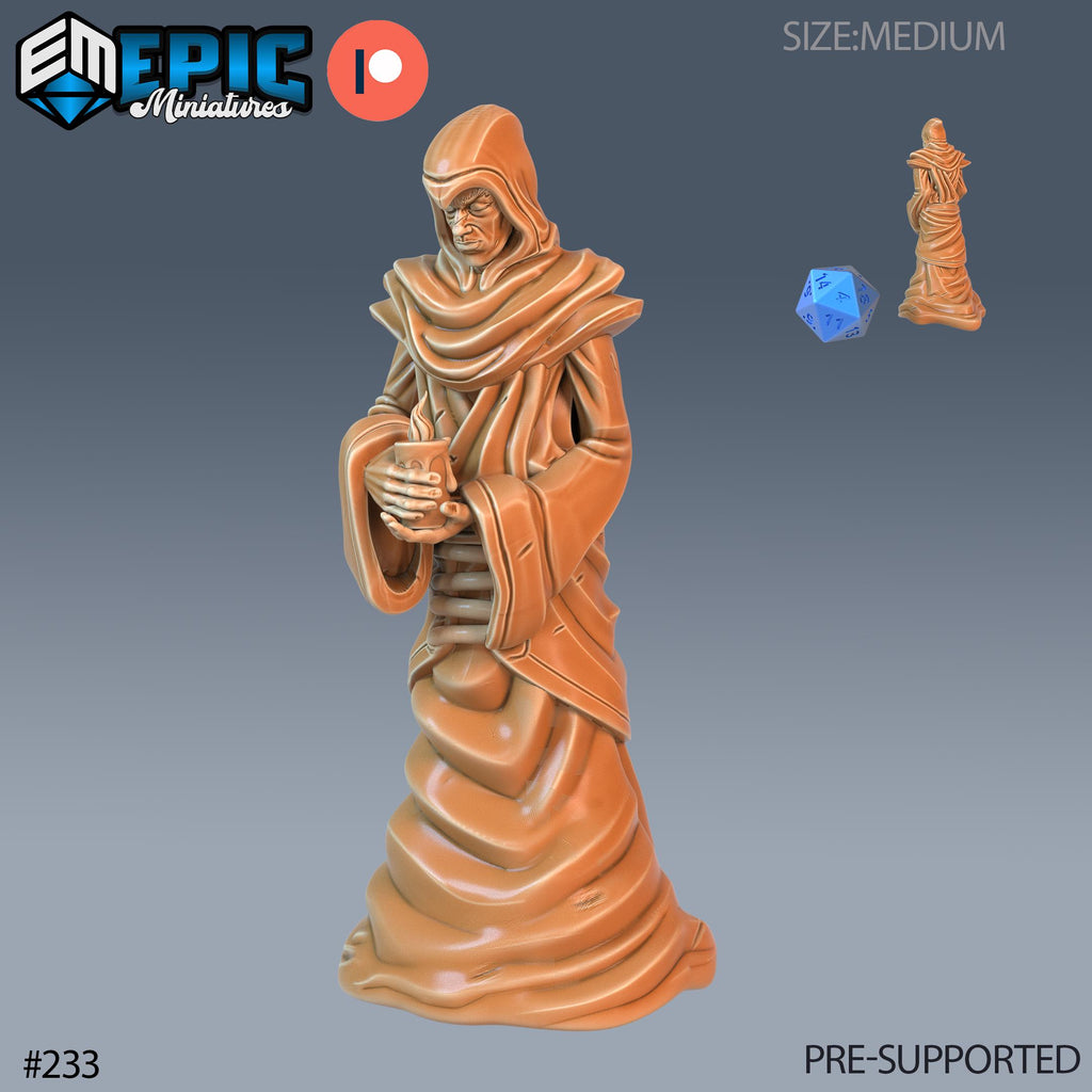 Yellow Cultist Set of 3 DND Mini | Sons of Midnight Collection | TTRPG | Ravenloft Waterdeep Mad Mage Cthulhu Phandelver Annihilation Option #233 front DND miniature  16k resin