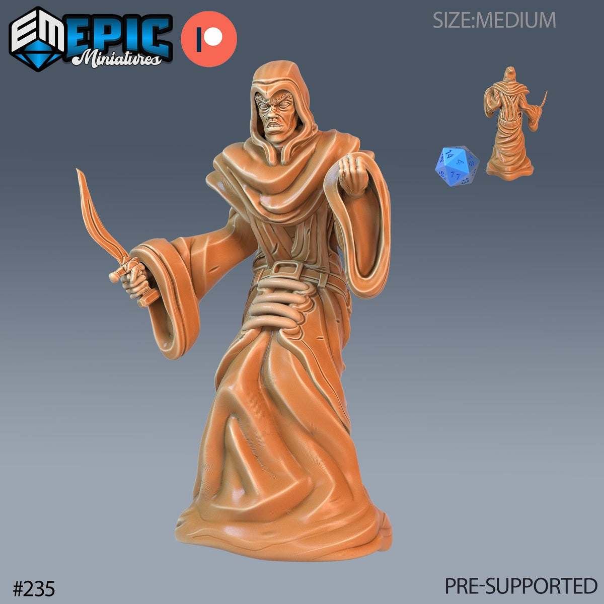 Yellow Cultist Set of 3 DND Mini | Sons of Midnight Collection | TTRPG | Ravenloft Waterdeep Mad Mage Cthulhu Phandelver Annihilation Option #235 front DND miniature  16k resin