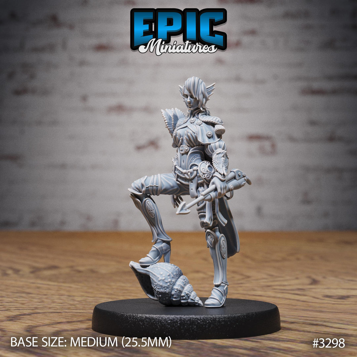 Triton Female Option #3298 front DND miniature Pirate Scourge 16k resin