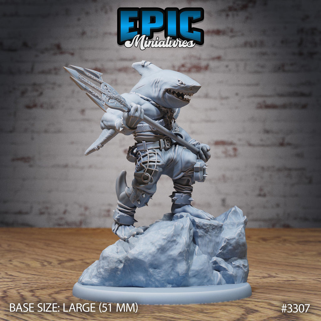 Shark Folk Anchor Pirate Option #3307 front DND miniature Pirate Scourge 16k resin
