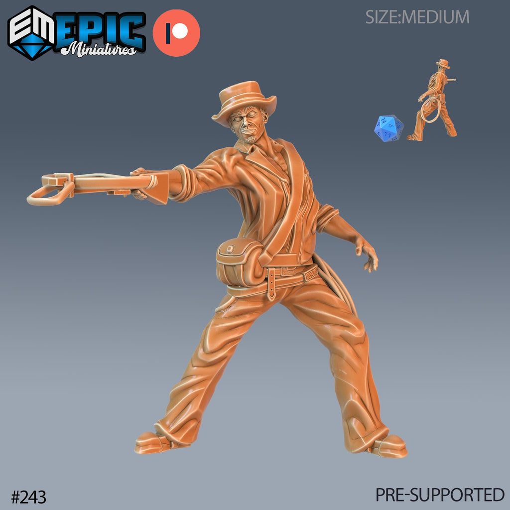 Dungeon Explorer Set of 3 DND Mini | Sons of Midnight Collection | TTRPG | Pulp Archaeologist Whip Ravenloft Waterdeep Mad Mage Phandelver Option #243 front DND miniature  16k resin