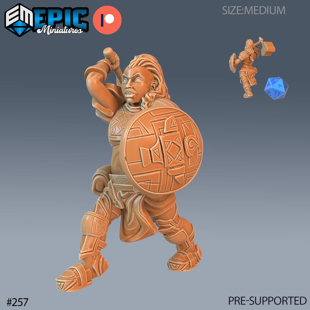 Dwarven War Maiden Set of 4 DND Minis | Sons of Midnight Collection | TTRPG | Ravenloft Waterdeep Mad Mage Cthulhu Phandelver Annihilation Option #257 front DND miniature  16k resin