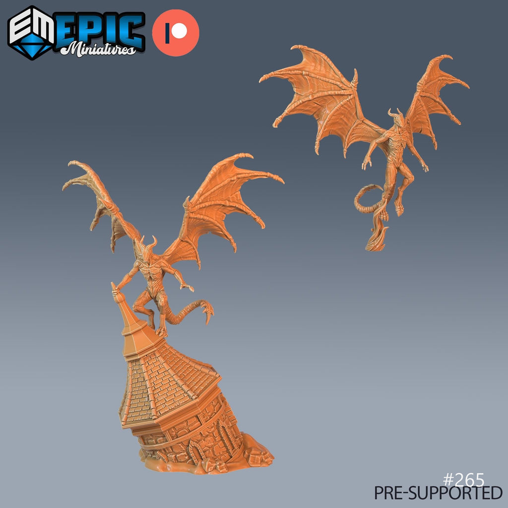 Night Gaunt Set of 5 DND Mini | Sons of Midnight Collection | TTRPG | Eldritch Ravenloft Waterdeep Mad Mage Cthulhu Phandelver Annihilation Option #265 front DND miniature  16k resin