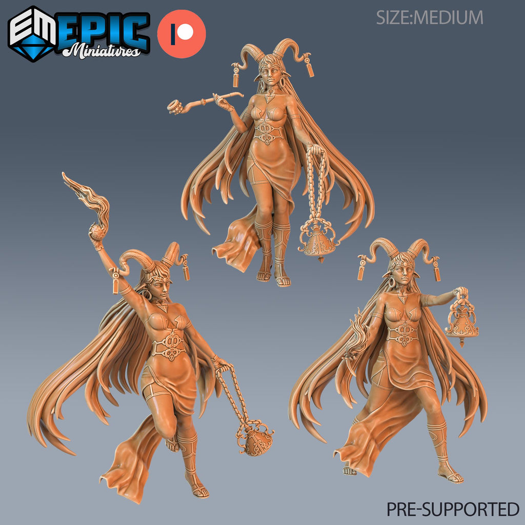 Enchantress Set of 3 DND Minis | Blood Moon Collection | TTRPG | Gothic Barovia Dementlieu Falkovnia Richemulot Bloodborne | Magic DND miniatures group photo