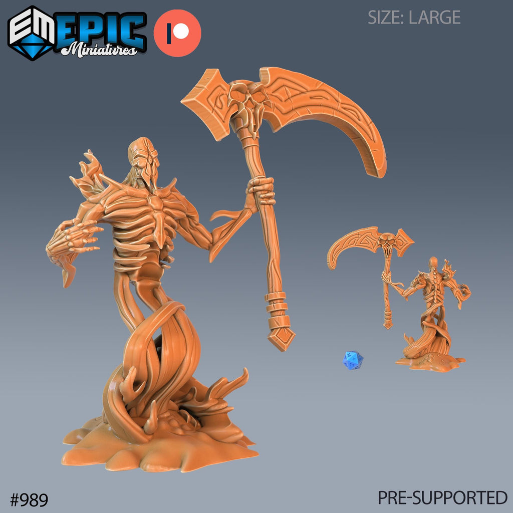 Shadow Horror Set of 3 DND Minis | Blood Moon Collection | TTRPG | Gothic Barovia Dementlieu Falkovnia Richemulot Bloodborne | Sword Scythe Option #989 front DND miniature  16k resin