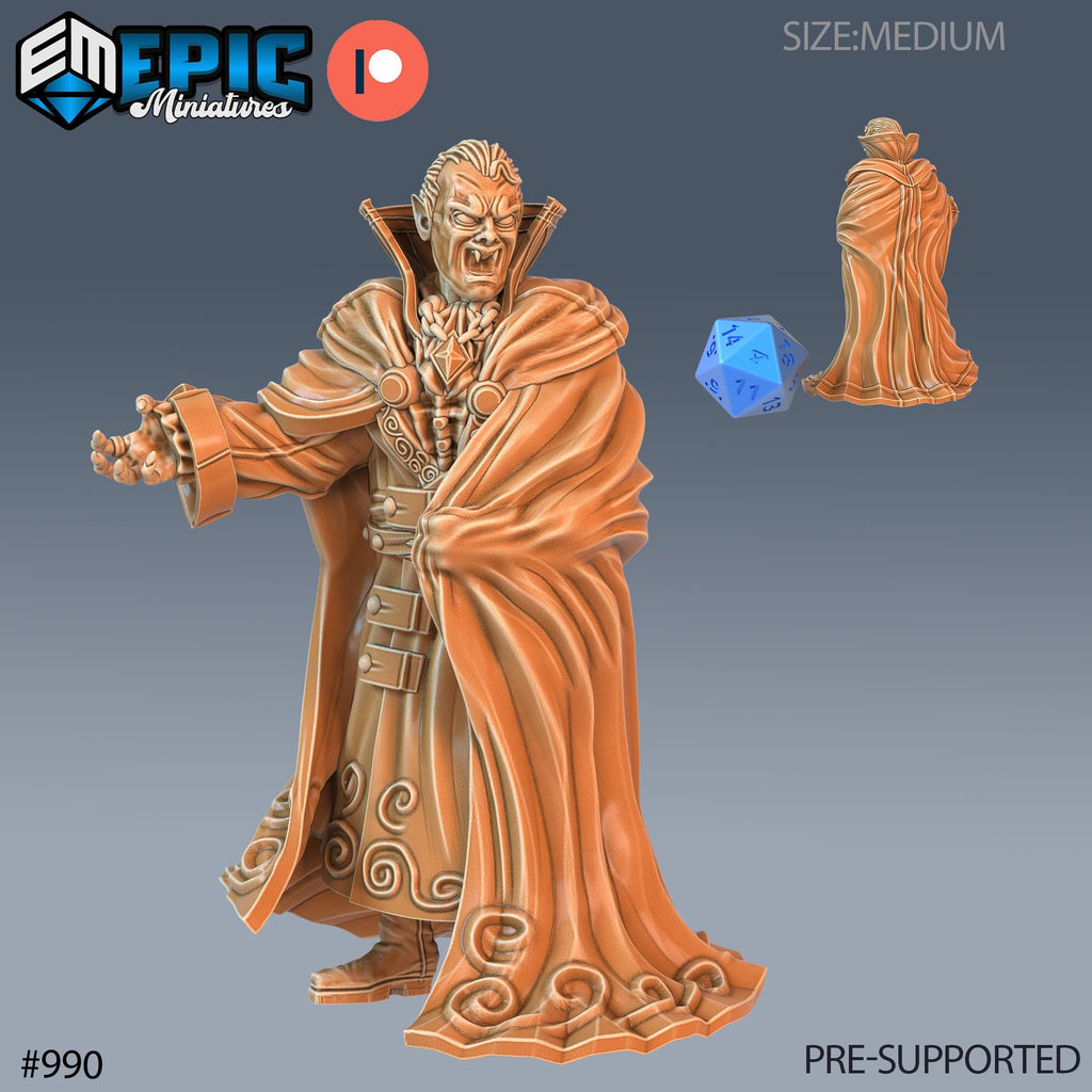 Count Dracula Set of 3 DND Minis | Blood Moon Collection | TTRPG | Gothic Barovia Dementlieu Falkovnia Richemulot Bloodborne | Batwing Sword Option #990 front DND miniature  16k resin