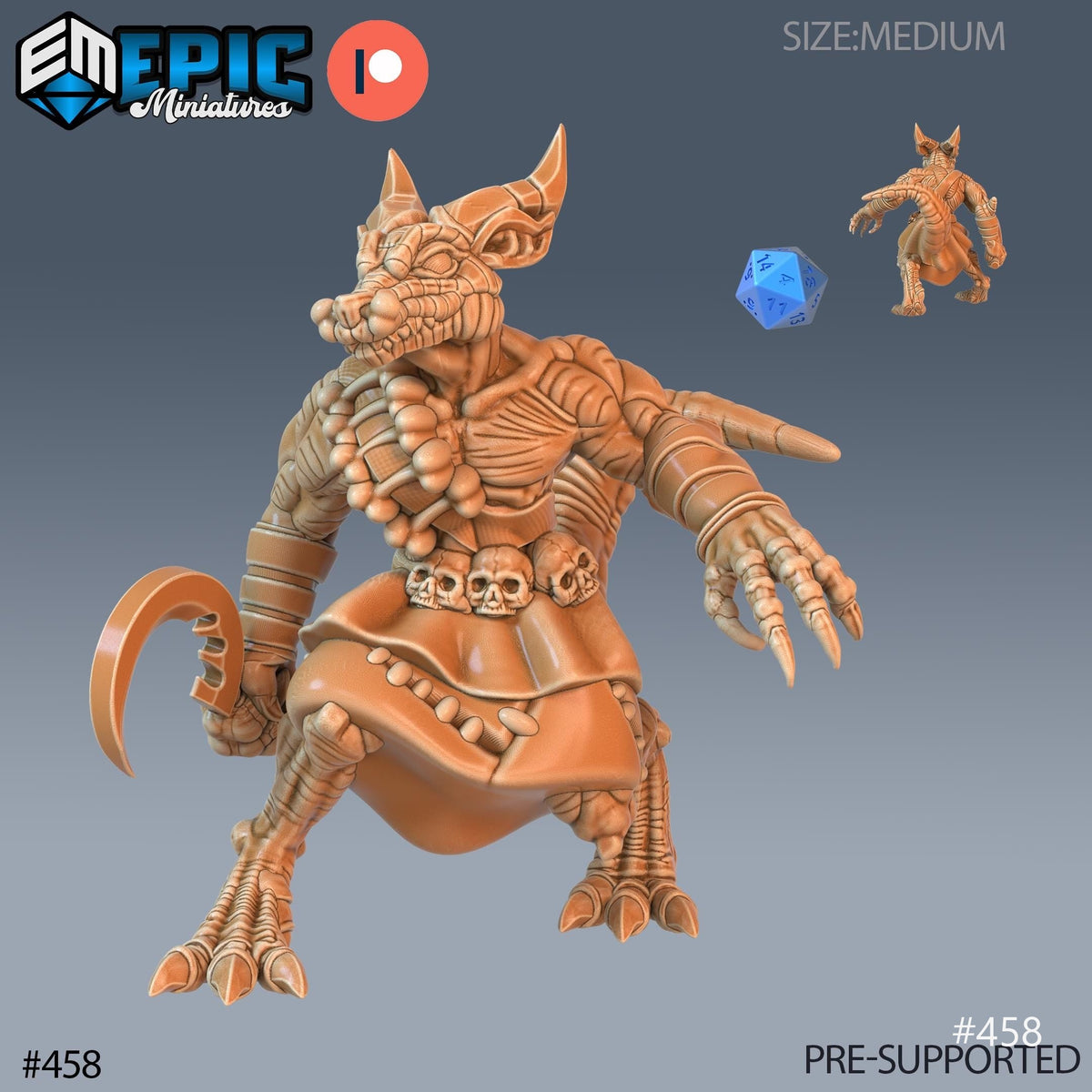 Kobold Set of 8 DND Minis | Mythical Desert Collection | TTRPG | Athas Al Qadim Osirion Oasis Wastes | Warrior Shaman Trapper Sword Crossbow Option #458 front DND miniature  16k resin