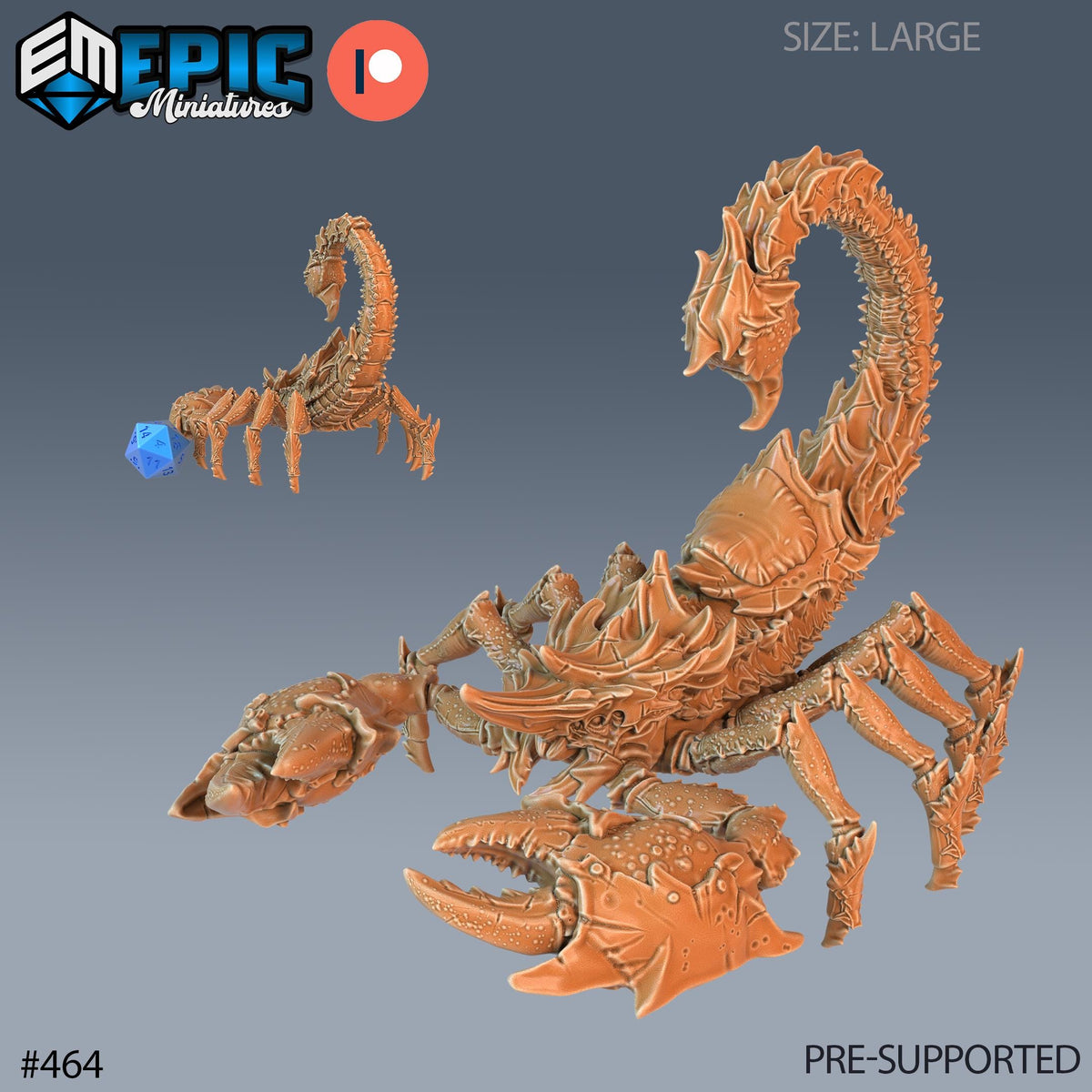 Giant Scorpion Set of 3 DND Minis | Mythical Desert Collection | TTRPG | Athas Al Qadim Osirion Oasis Wastes | Armored Saddle Pack Animal Option #464 front DND miniature  16k resin