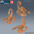 Giant Scorpion Set of 3 DND Minis | Mythical Desert Collection | TTRPG | Athas Al Qadim Osirion Oasis Wastes | Armored Saddle Pack Animal DND miniatures group photo