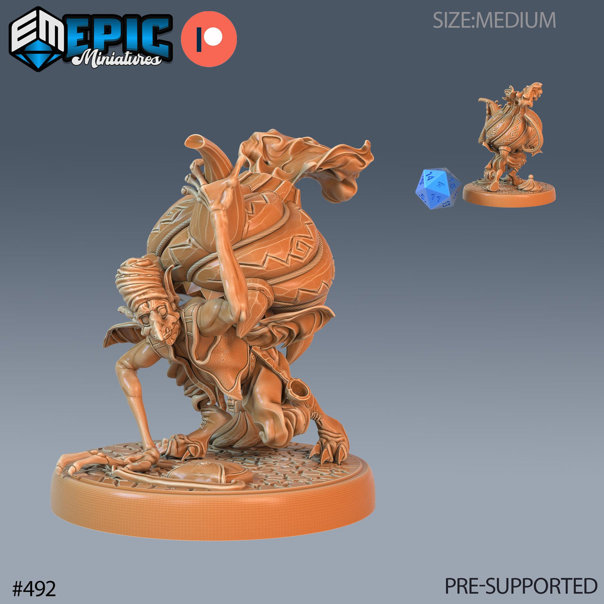 Dust Mephit Set of 3 DND Minis | Mythical Desert Collection | TTRPG | Athas Al Qadim Osirion Oasis Wastes | Merchant Worker Carrier Option #492 front DND miniature  16k resin