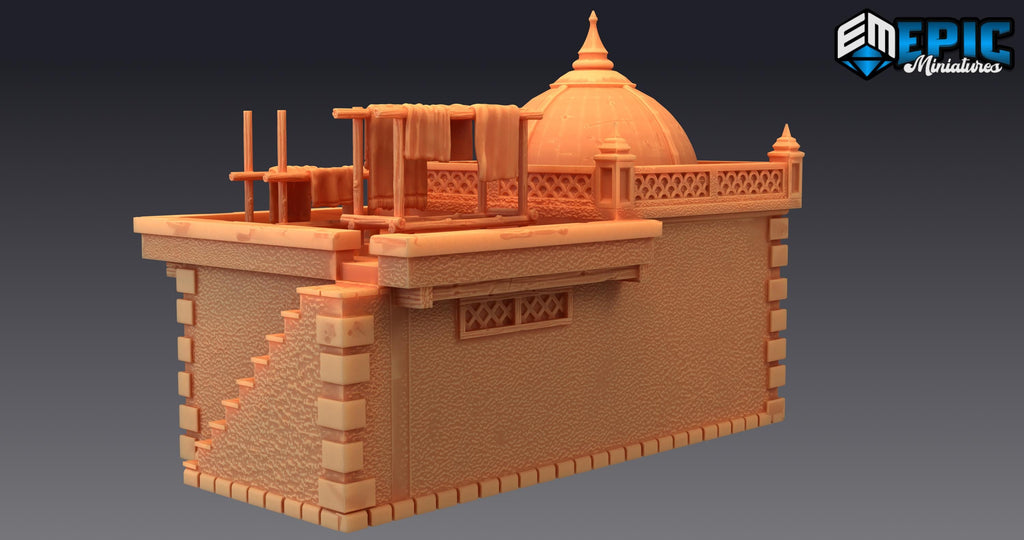 Merchant Shop Scatter Terrain Props DND Minis | Mythical Desert Collection | TTRPG | Athas Al Qadim Osirion Oasis Wastes | table box jars Option D front DND miniature  16k resin