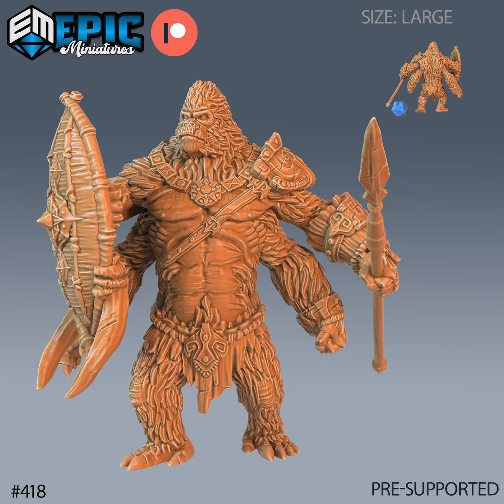 Girallon Set of 5 DND Minis | Fey Woods Collection | TTRPG | Barovia Wildemount Exandria Corrupted Kingmaker Folklore | Gorilla Silverback Option #418 front DND miniature  16k resin