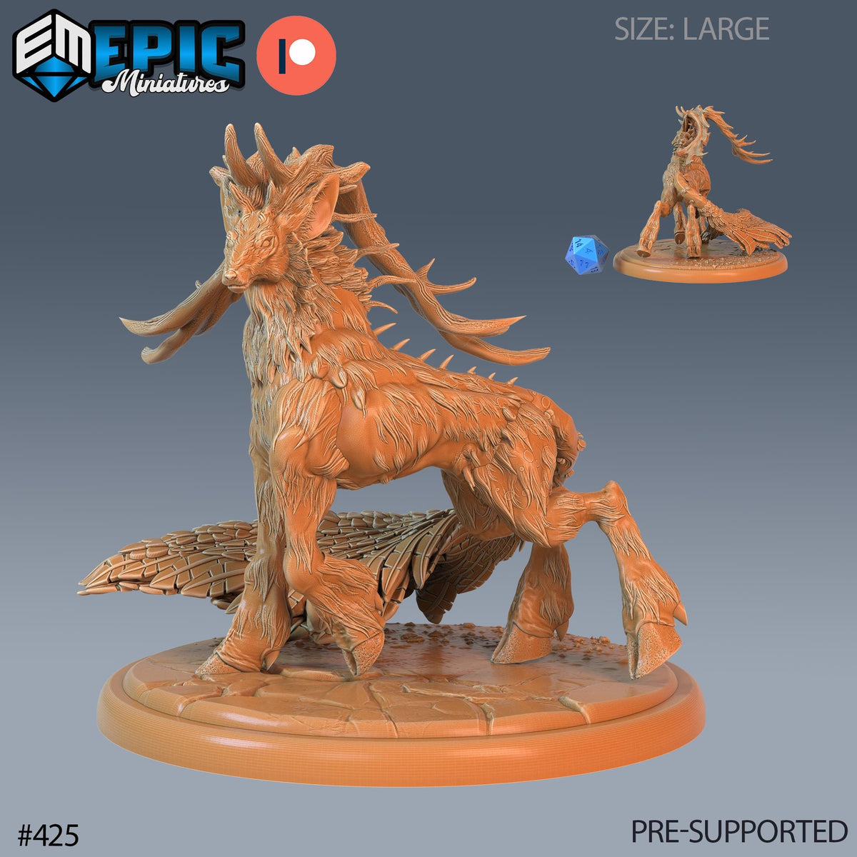Deer King Set of 3 DND Minis | Fey Woods Collection | TTRPG | Barovia Wildemount Exandria Corrupted Kingmaker Folklore | Mount Option #425 front DND miniature  16k resin