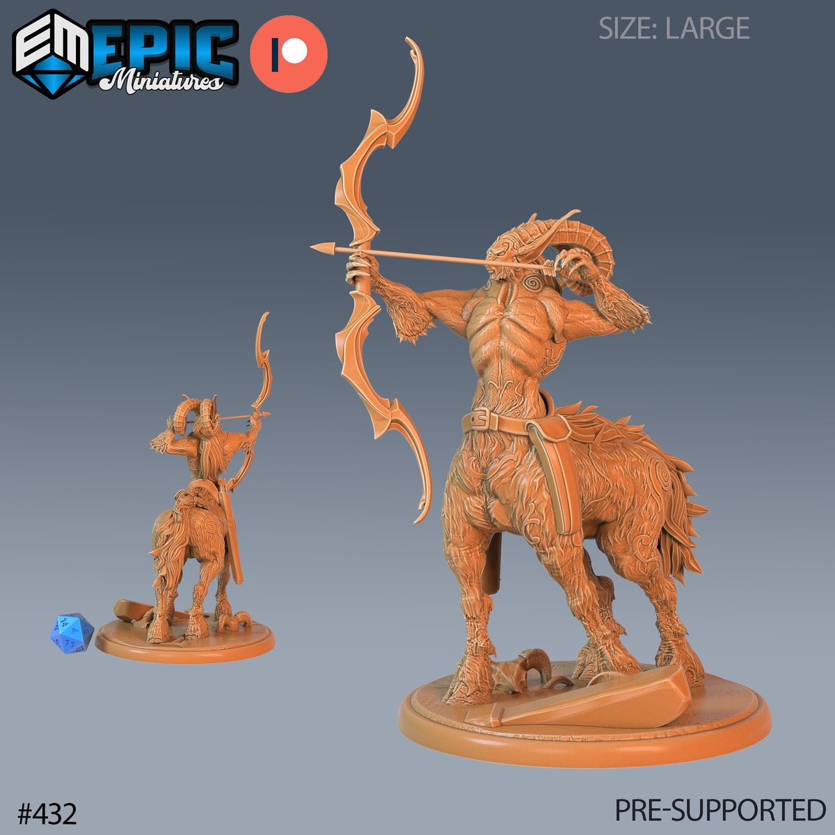 Centauroid Satyr Set of 3 DND Minis | Fey Woods Collection | TTRPG | Barovia Wildemount Exandria Corrupted Kingmaker Folklore | Archer Option #432 front DND miniature  16k resin