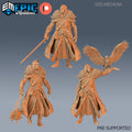 Half Orc Witch Hunter Set of 3 DND Minis | Fey Woods Collection | TTRPG Barovia Wildemount Exandria Corrupted Kingmaker Folklore Sword Mace DND miniatures group photo