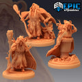 Baba Yaga Witch Set of 3 DND Minis | Fey Woods Collection TTRPG Barovia Wildemount Exandria Corrupted Kingmaker Folklore Mortar Pestle Broom DND miniatures group photo