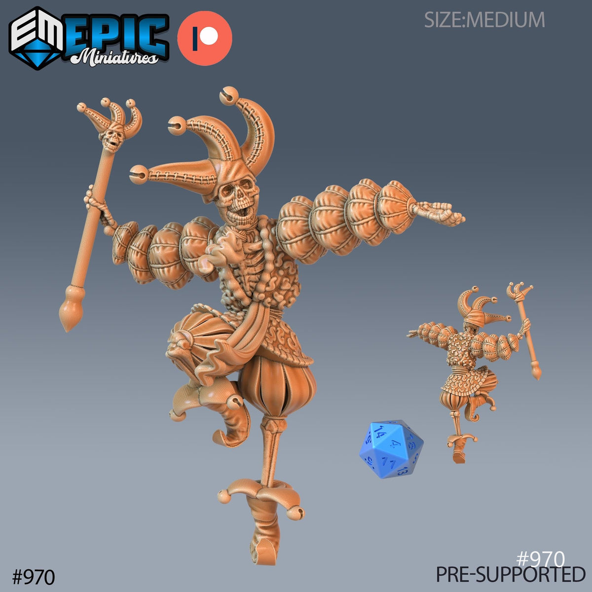 Skeleton Set of 3 DND Minis | Blood Moon Collection | TTRPG Gothic Barovia Dementlieu Falkovnia Richemulot Bloodborne Lady Gentlemen Jester Option #970 front DND miniature  16k resin