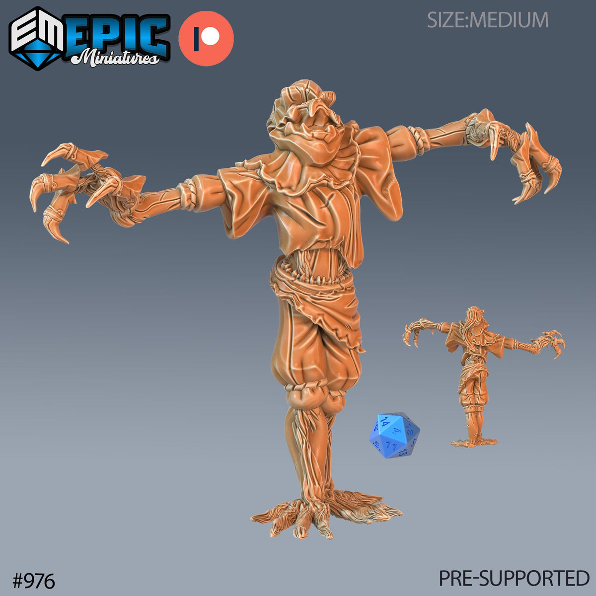 Scarecrow Set of 3 DND Minis | Blood Moon Collection | TTRPG | Gothic Barovia Dementlieu Falkovnia Richemulot Bloodborne Option #976 front DND miniature  16k resin