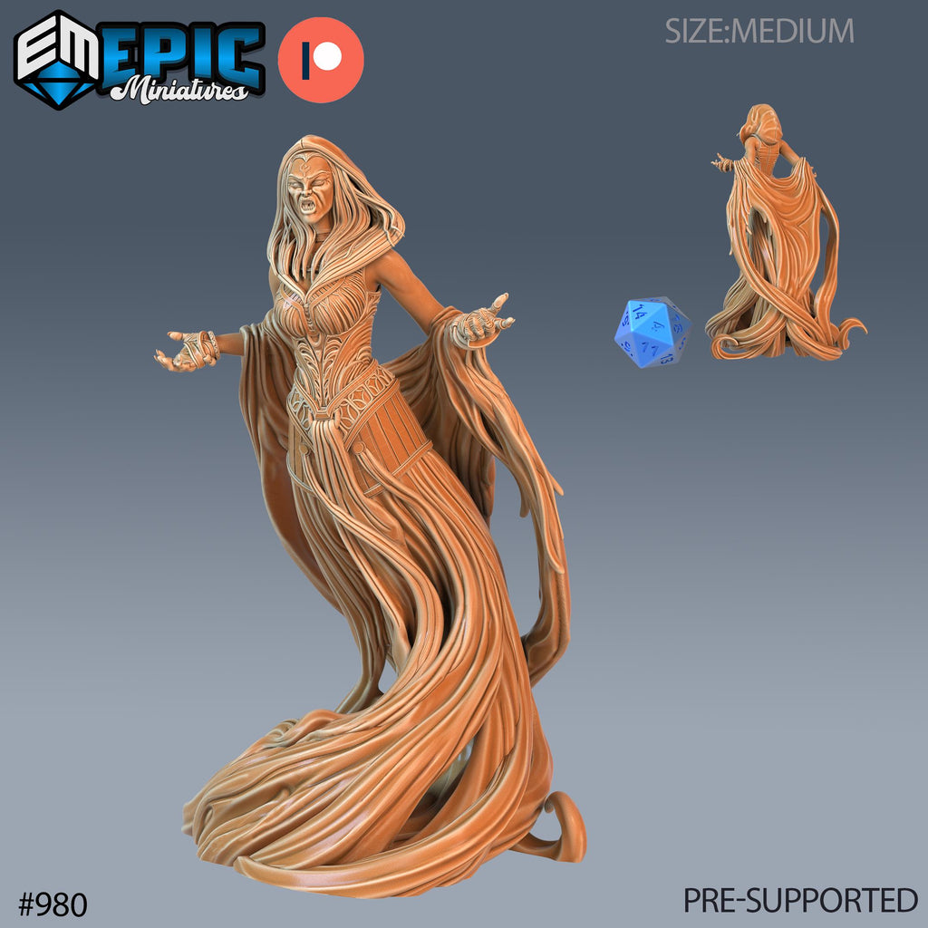 Nightmare Ghost Set of 3 DND Minis | Blood Moon Collection | TTRPG | Gothic Barovia Dementlieu Falkovnia Richemulot Bloodborne | Magic Option #980 front DND miniature  16k resin