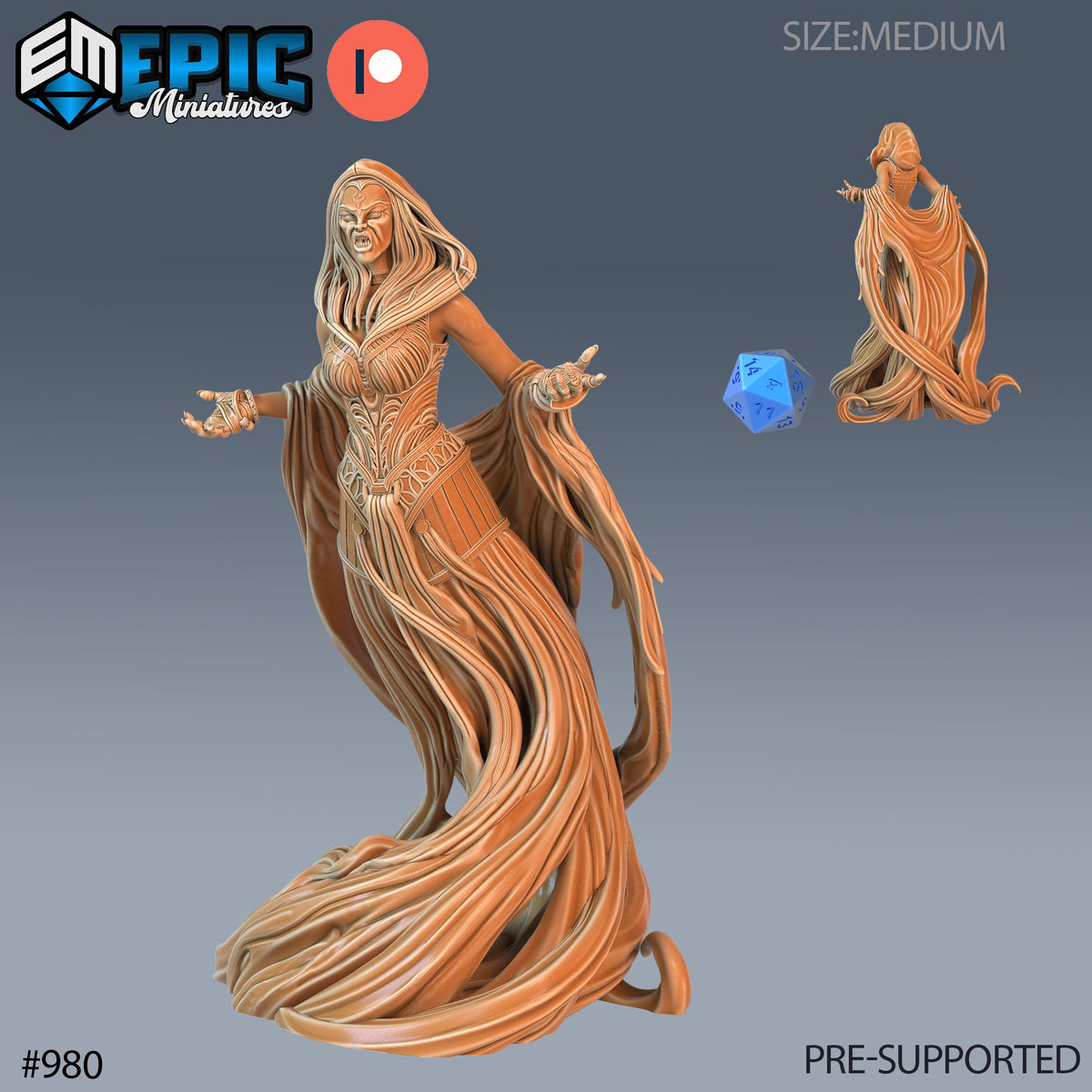 Nightmare Ghost Set of 3 DND Minis | Blood Moon Collection | TTRPG | Gothic Barovia Dementlieu Falkovnia Richemulot Bloodborne | Magic Option #980 front DND miniature  16k resin