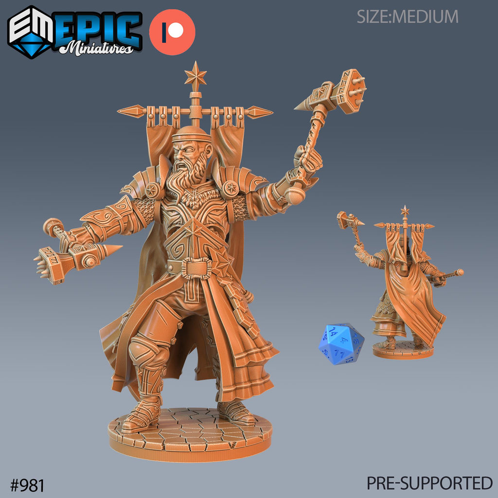 Warpriest Hammer Set of 3 DND Minis | Blood Moon Collection | TTRPG Warrior Priest Gothic Barovia Dementlieu Falkovnia Richemulot Bloodborne Option #981 front DND miniature  16k resin