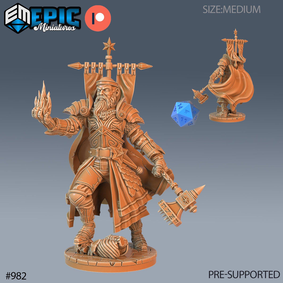 Warpriest Hammer Set of 3 DND Minis | Blood Moon Collection | TTRPG Warrior Priest Gothic Barovia Dementlieu Falkovnia Richemulot Bloodborne Option #982 front DND miniature  16k resin