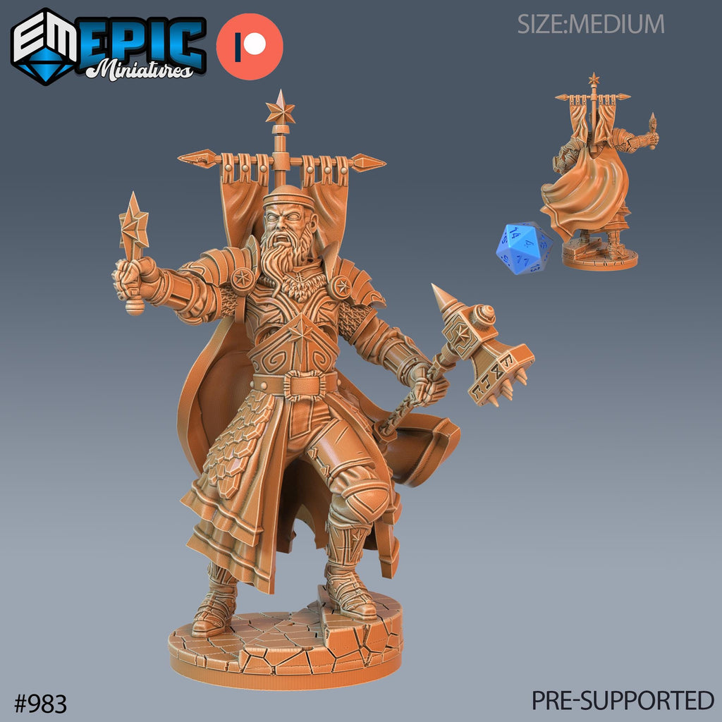 Warpriest Hammer Set of 3 DND Minis | Blood Moon Collection | TTRPG Warrior Priest Gothic Barovia Dementlieu Falkovnia Richemulot Bloodborne Option #983 front DND miniature  16k resin