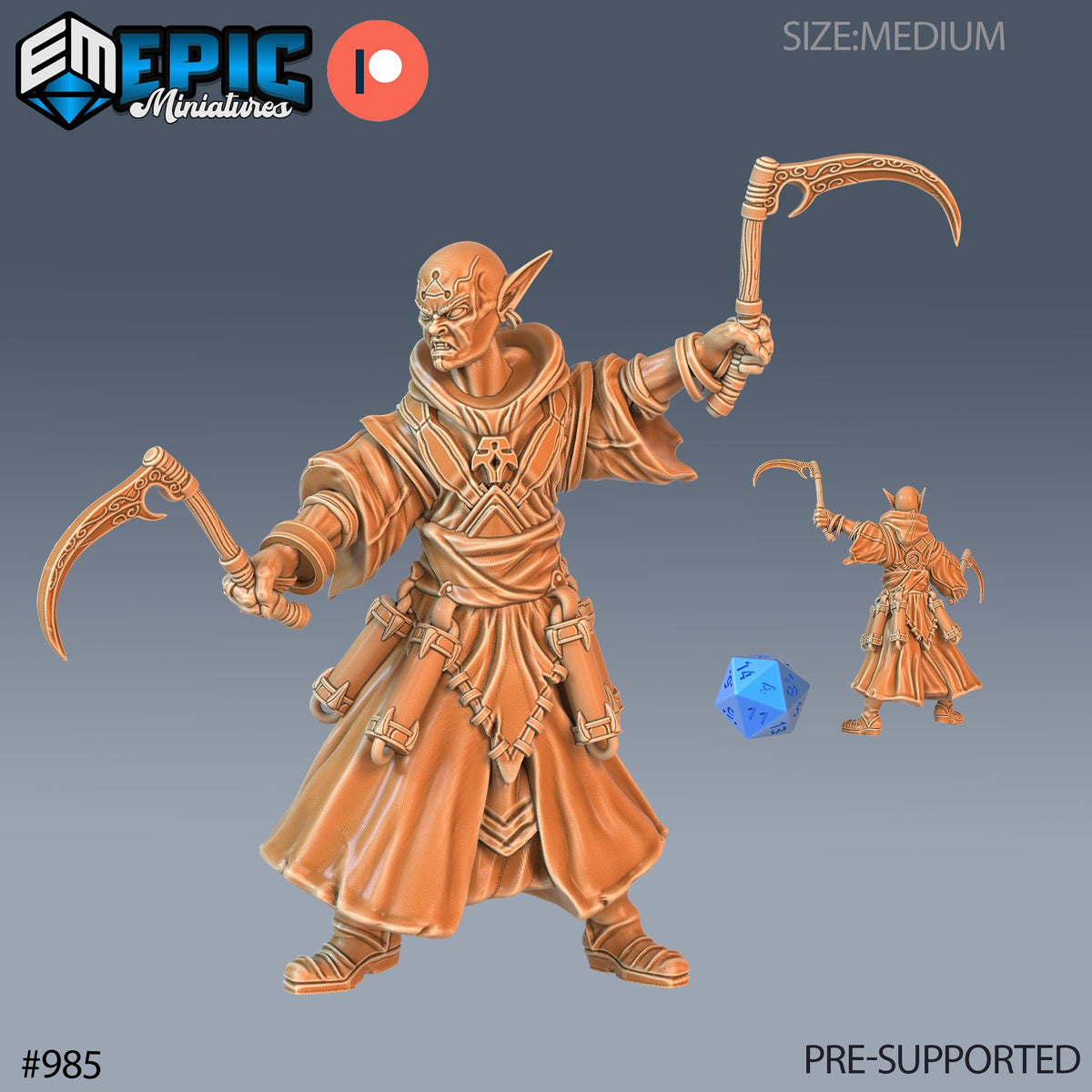 Vampire Blood Mage Set of 3 DND Minis | Blood Moon Collection | TTRPG | Gothic Barovia Dementlieu Falkovnia Richemulot Bloodborne Option #985 front DND miniature  16k resin