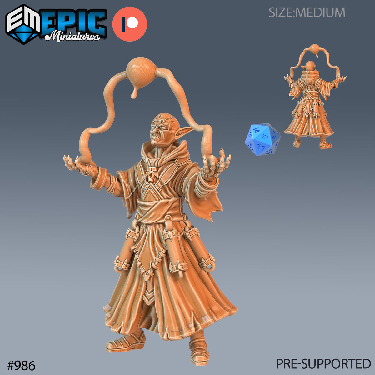 Vampire Blood Mage Set of 3 DND Minis | Blood Moon Collection | TTRPG | Gothic Barovia Dementlieu Falkovnia Richemulot Bloodborne Option #986 front DND miniature  16k resin